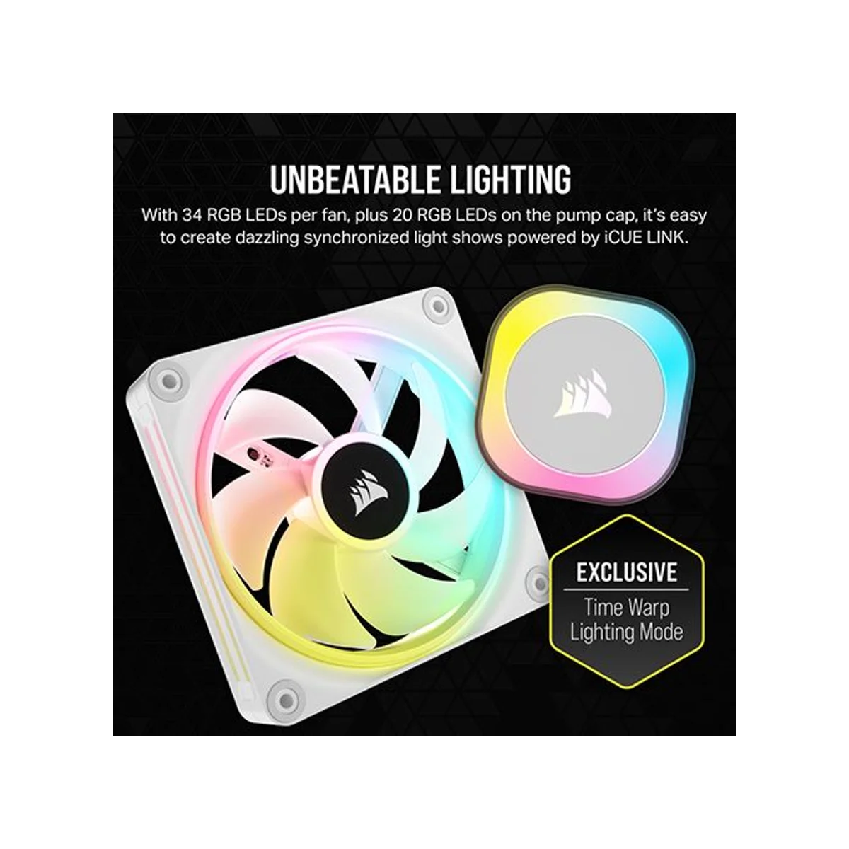 CORSAIR iCUE LINK H150i RGB Liquid CPU Cooler (White, 360mm Radiator, QX120 Fans) - CW-9061006-WW view 6