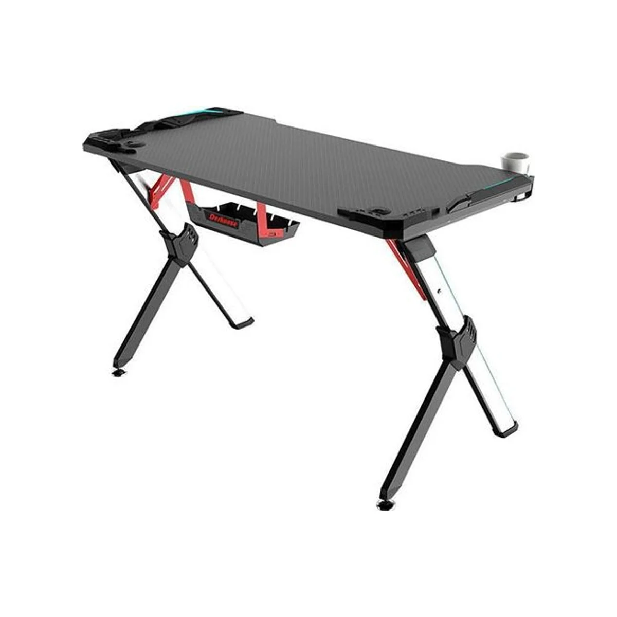 DESKOOZE GT1 Gaming Desk - Black / Red Gaming Desk (RGB Lighting, Headphone Holder, Cup Holder) - Deskooze GT1 view 5