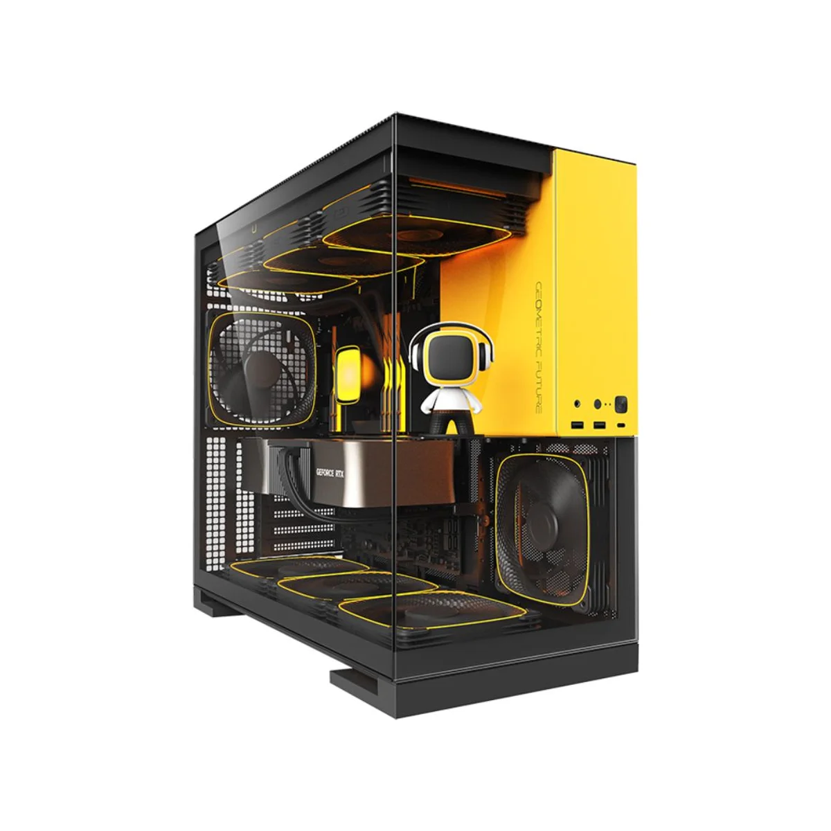 Geometric Future M5 Tempered Glass E-ATX Gaming Case - GEO-M5F-BY view 2