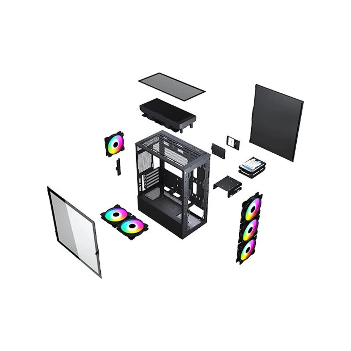 Xander Velox Tempered Glass ATX Gaming Case - Black - WCE0368 view 3