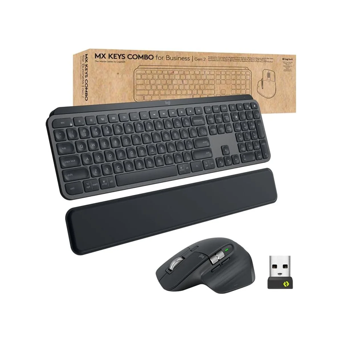 Logitech MX KEYS COMBO Keyboard and Mouse - Black (Smart Backlighting, Logi Bolt, BLE) - 920-010923
