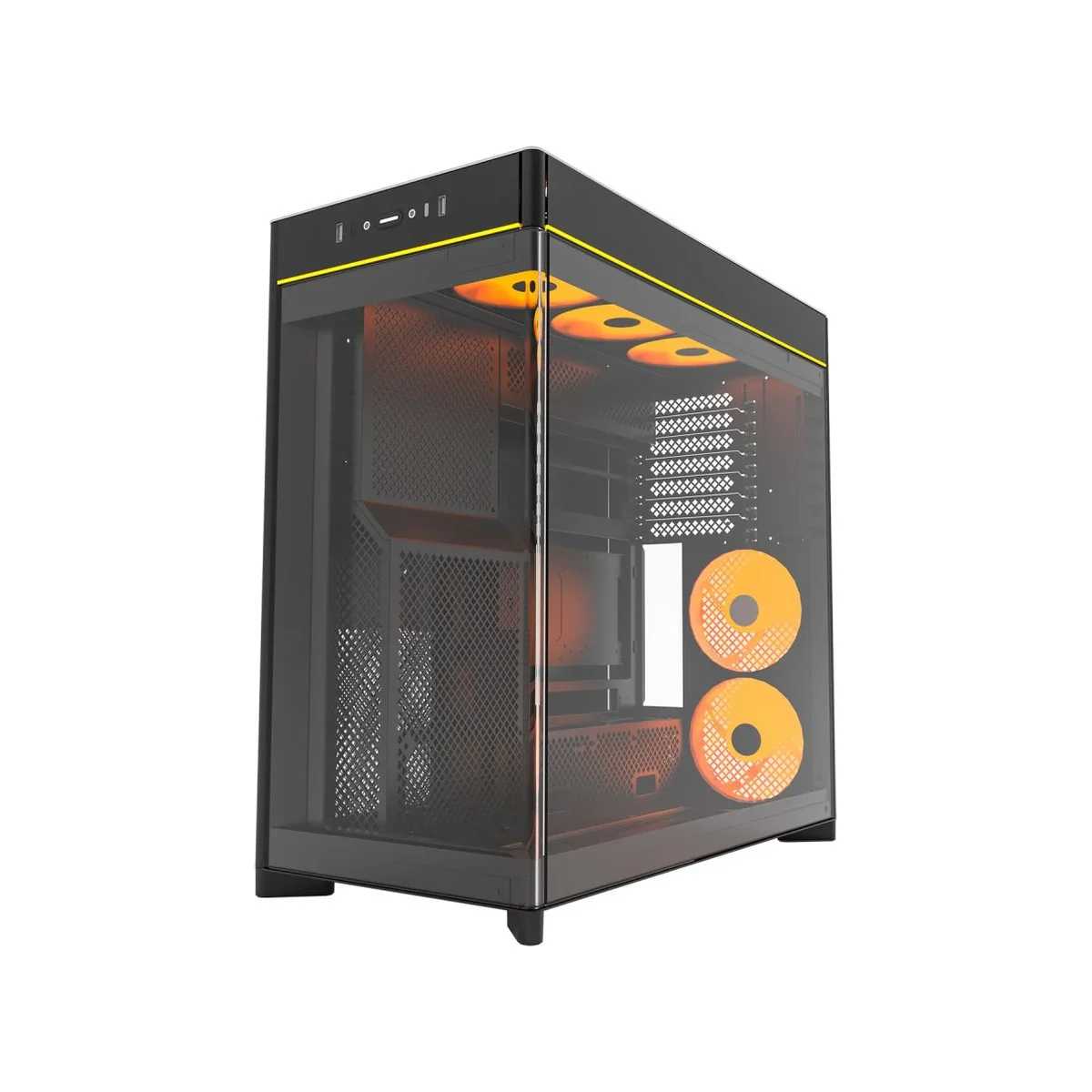 Montech HS02 PRO Tempered Glass ARGB Dual-chamber Mid-Tower Gaming Case - Black - HS02-PRO-B view 2