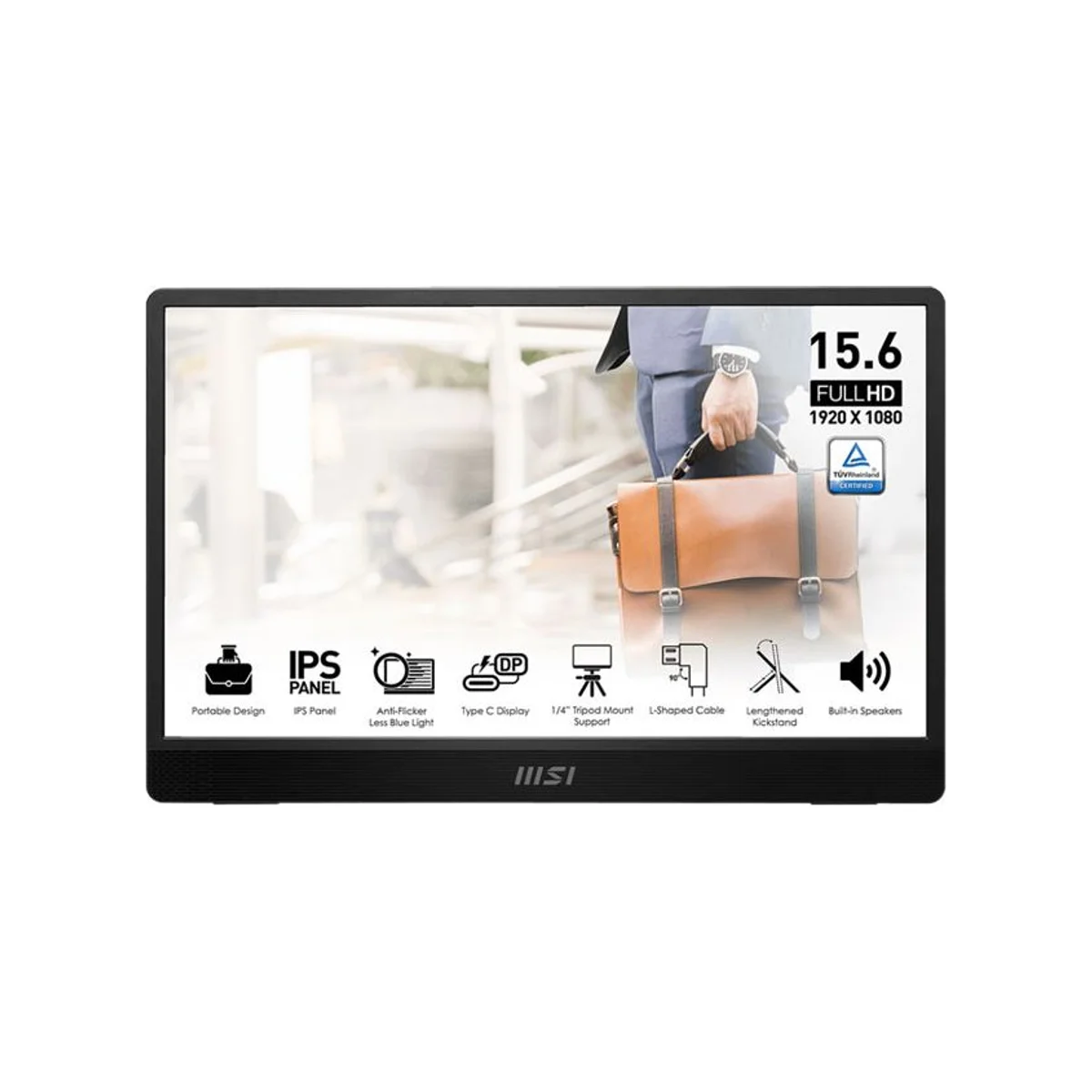MSI PRO MP161 E2 16-inch Full HD 60Hz USB Type-C Business Portable Monitor - Black - 9S6-3PB70H-047