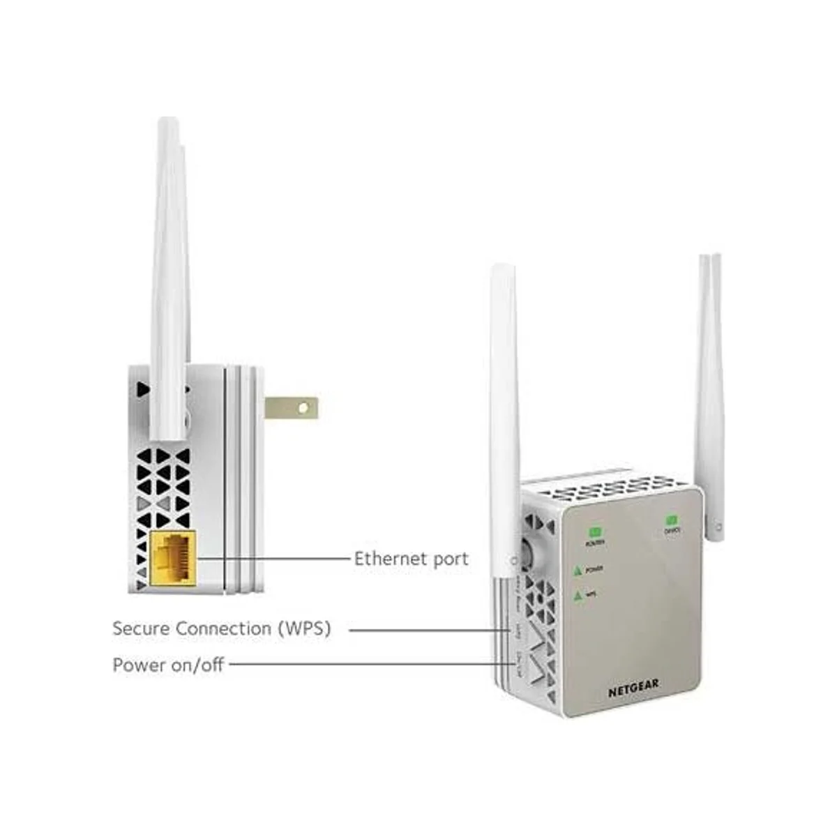 NETGEAR EX3700-100NAS WiFi Range Extender Essentials Edition (Dual-Band 750Mbps, 802.11ac, External Antennas, 1 LAN Port) view 3