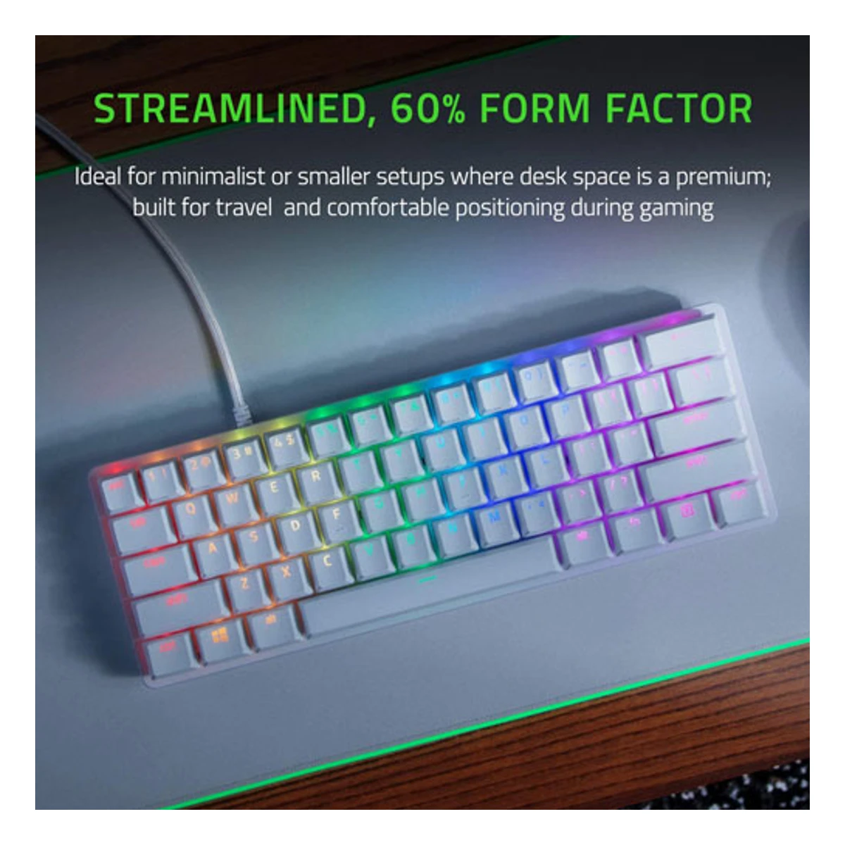 Razer Huntsman Mini 60% Mechanical RGB Chroma Gaming Keyboard with Linear Optical Switch  - Mercury | RZ03-03390400-R3M1 view 4