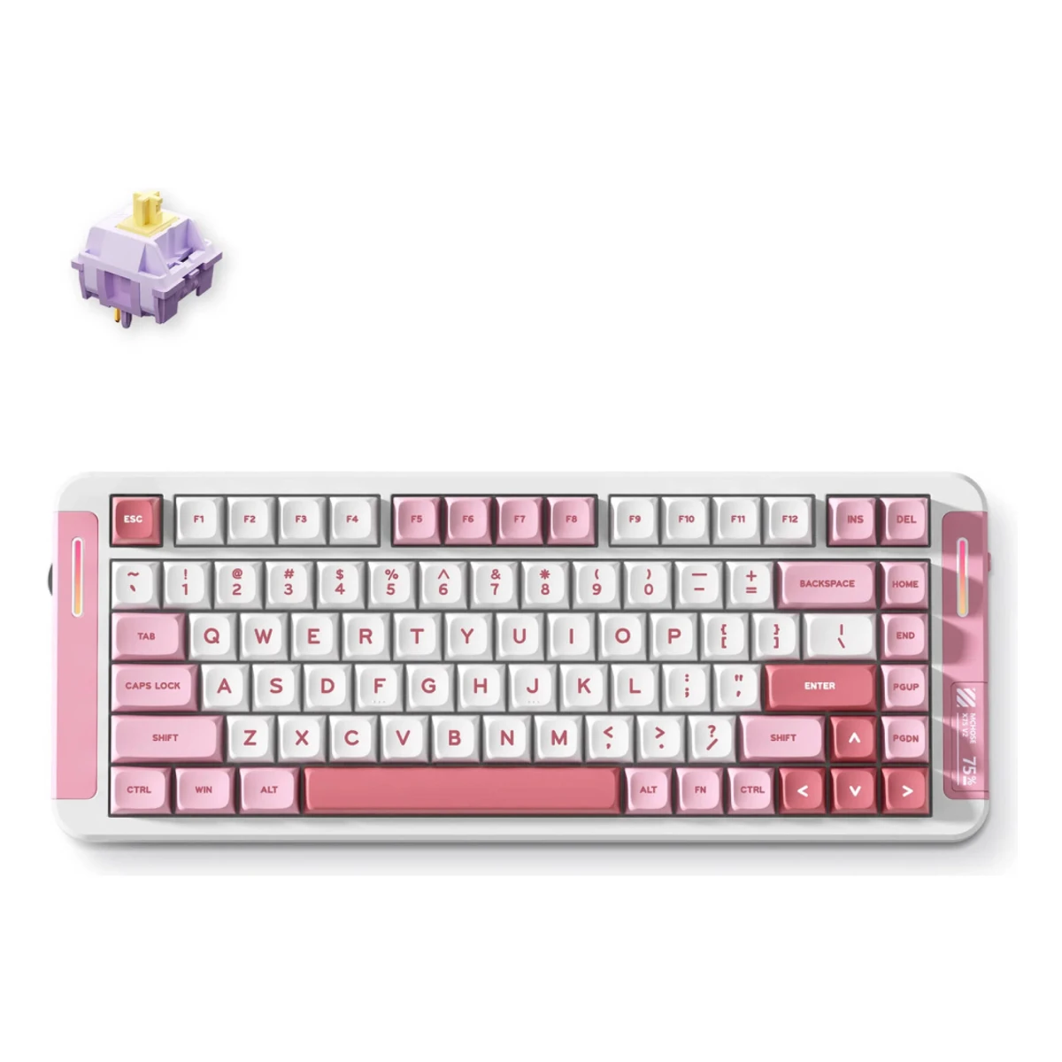 MCHOSE X75 V2 Custom 75% RGB Tri-Mode Mechanical Gaming Keyboard - Pink | MC-X75V2-2 view 2