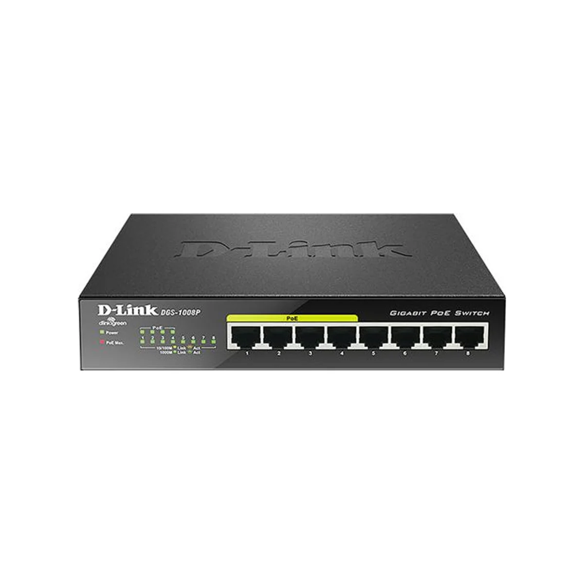 D-LINK DGS-1008P 8-Port Gigabit PoE Unmanaged Desktop Switch (4 PoE Ports, 68W PoE Budget, 16Gbps Switching) - DGS-1008P