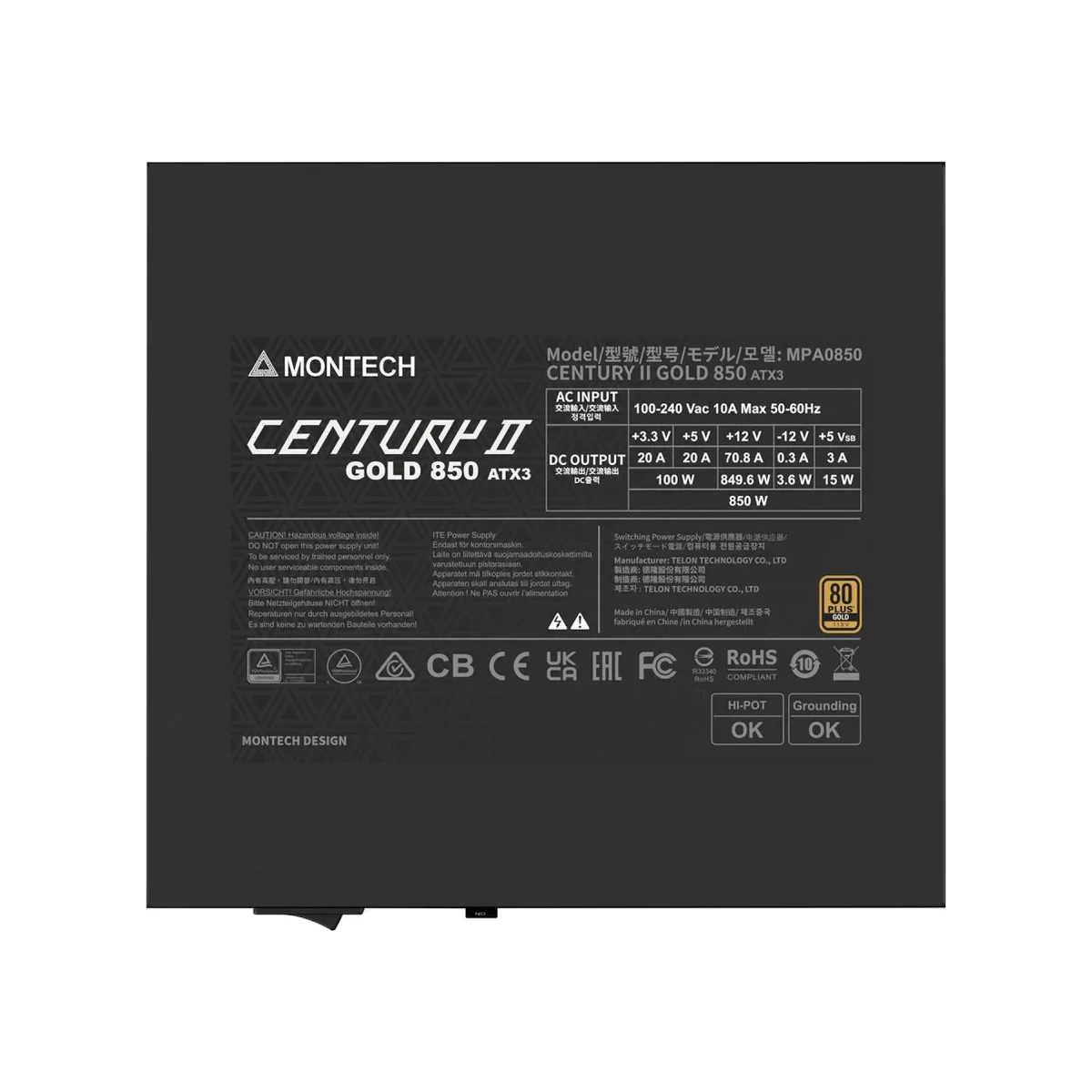 MONTECH Century II 850W GOLD Fully Modular ATX3.1 Power Supply - Black - CENTURY-II-850W view 4