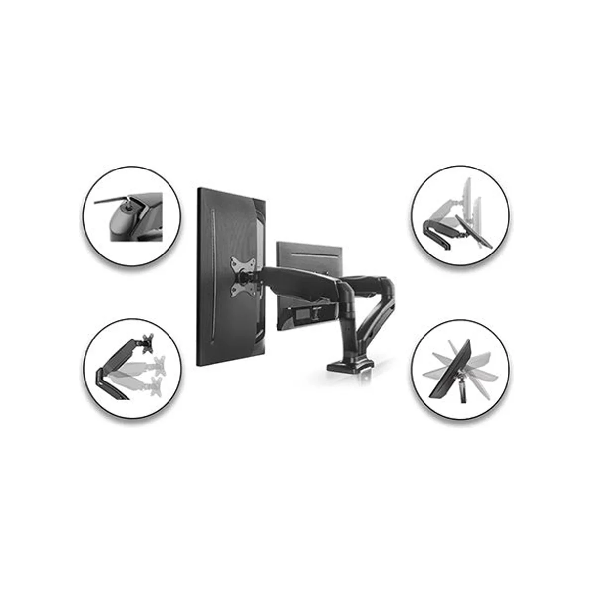 Skilltech Dual Monitor Thin Gas Spring Monitor Mount Stand (Black, 13"-32" Screens, VESA 75x75/100x100) - SH130-C024 view 3