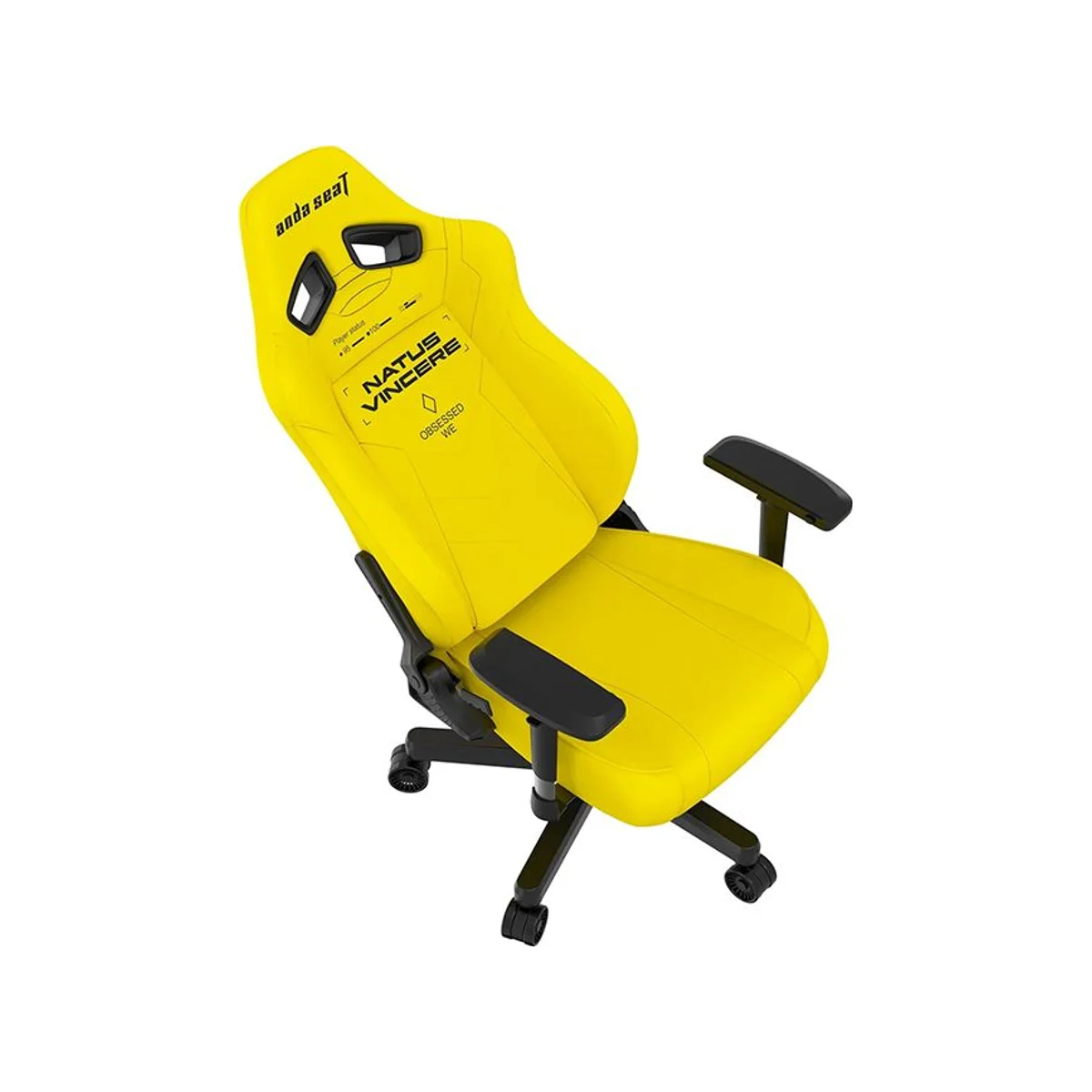 ANDASEAT Premium Gaming Chair NAVI Edition - Yellow (Ergonomic, PVC Leather, Class-4 Gas Lift) - AD19-05-Y-PV view 3