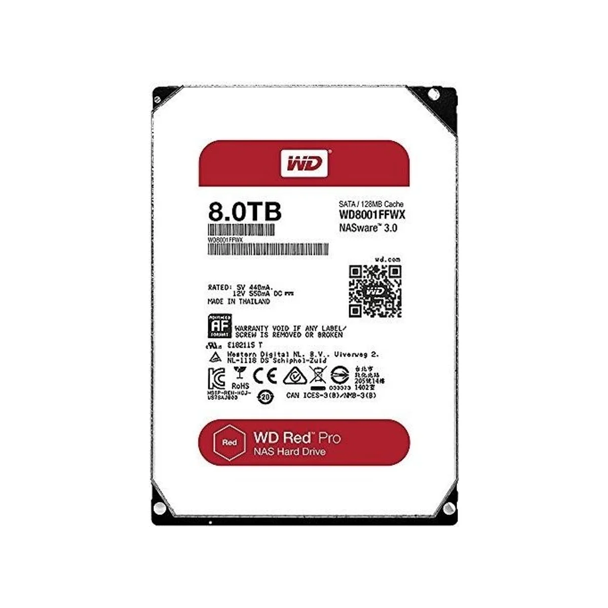 Western Digital WD Red Pro 8TB 7200RPM 128MB Cache SATA III 3.5" NAS HDD – WD8001FFWX view 2