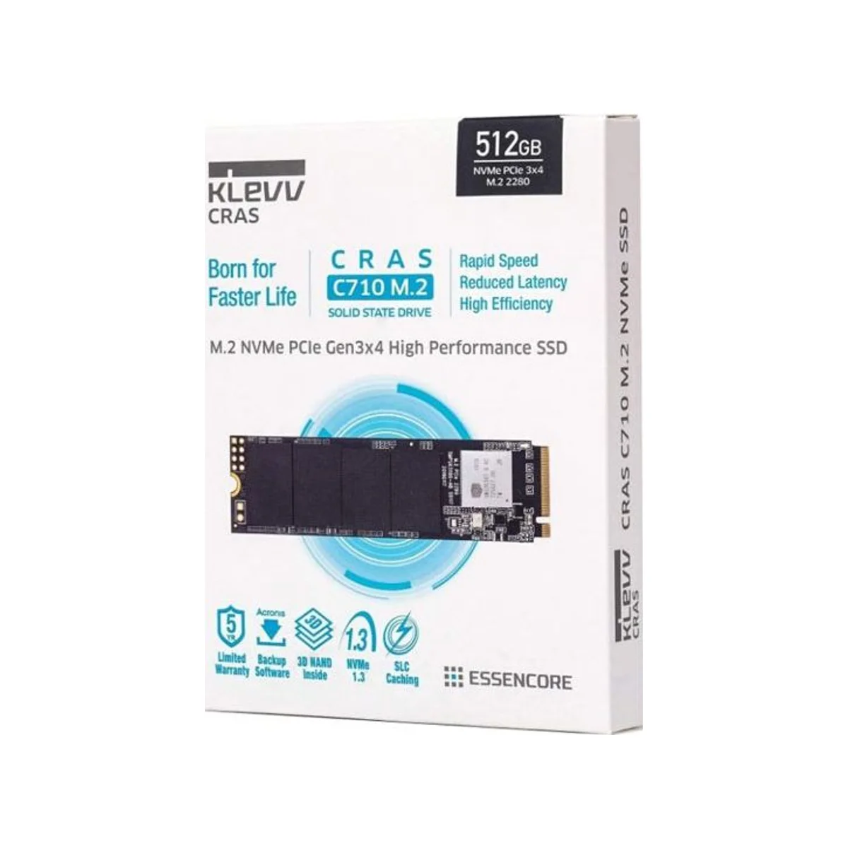 KLEVV CRAS C710 512GB M.2 NVMe PCIe Gen3 x4 Internal SSD TLC NAND 2050MB/s Read 1650MB/s Write – K512GM2SP0-C71 view 2