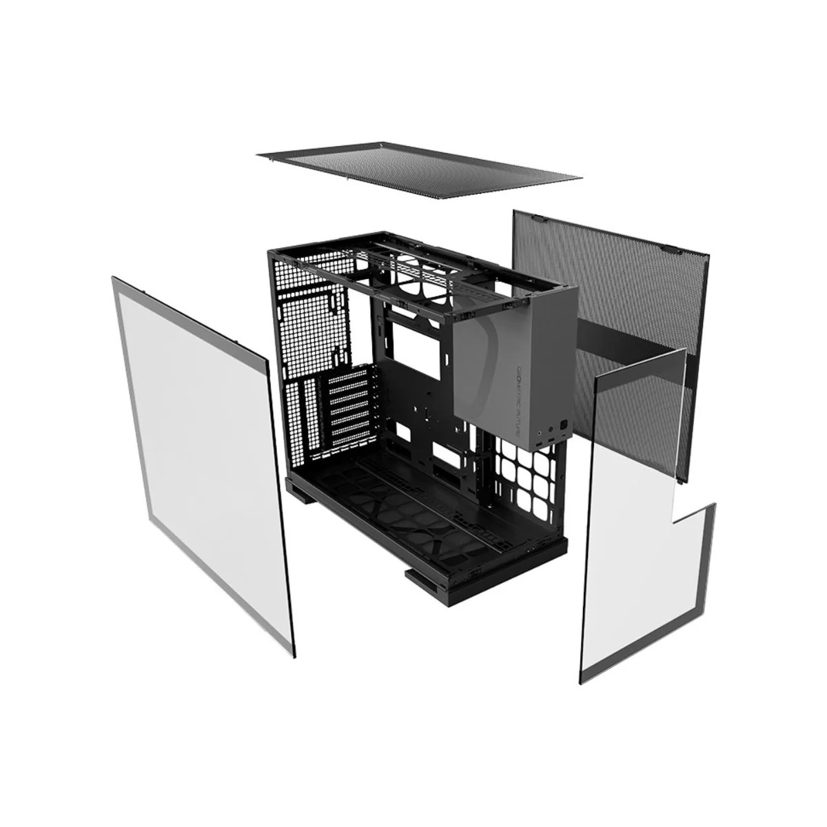 Geometric Future M5 Tempered Glass E-ATX Gaming Case - Black - GEO-M5F-BG view 4
