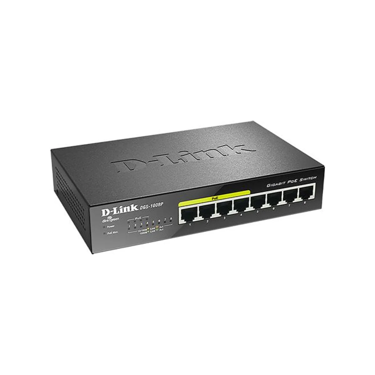 D-LINK DGS-1008P 8-Port Gigabit PoE Unmanaged Desktop Switch (4 PoE Ports, 68W PoE Budget, 16Gbps Switching) - DGS-1008P view 2