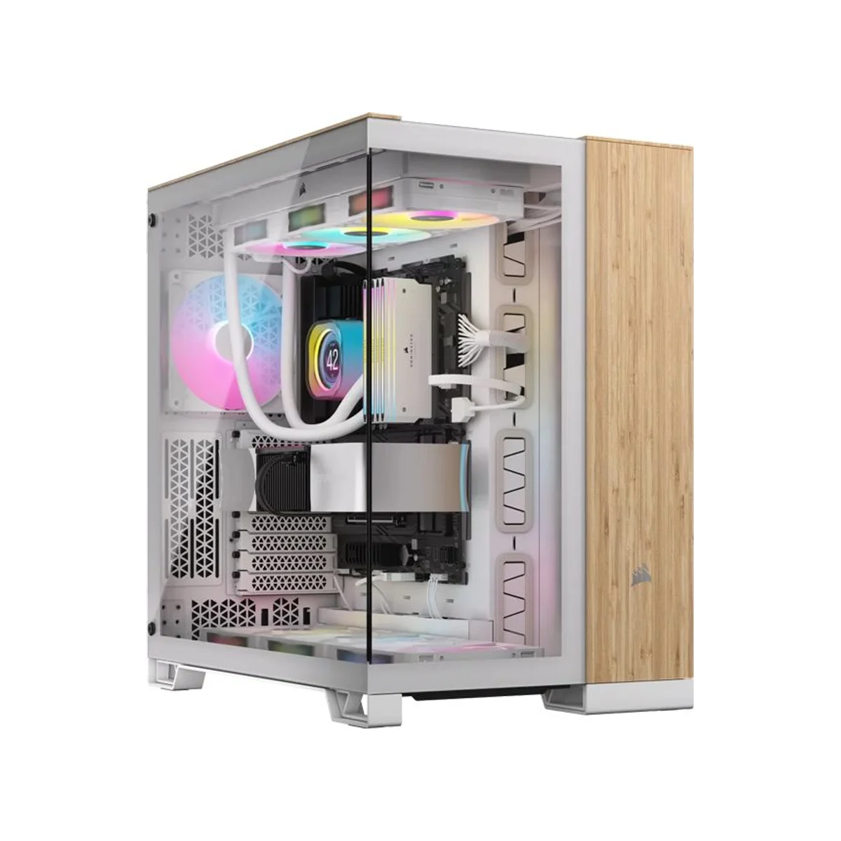 Corsair 6500X Dual-chamber Wood Edition Mid-Tower Gaming Case - White - CC-9011284-WW view 5