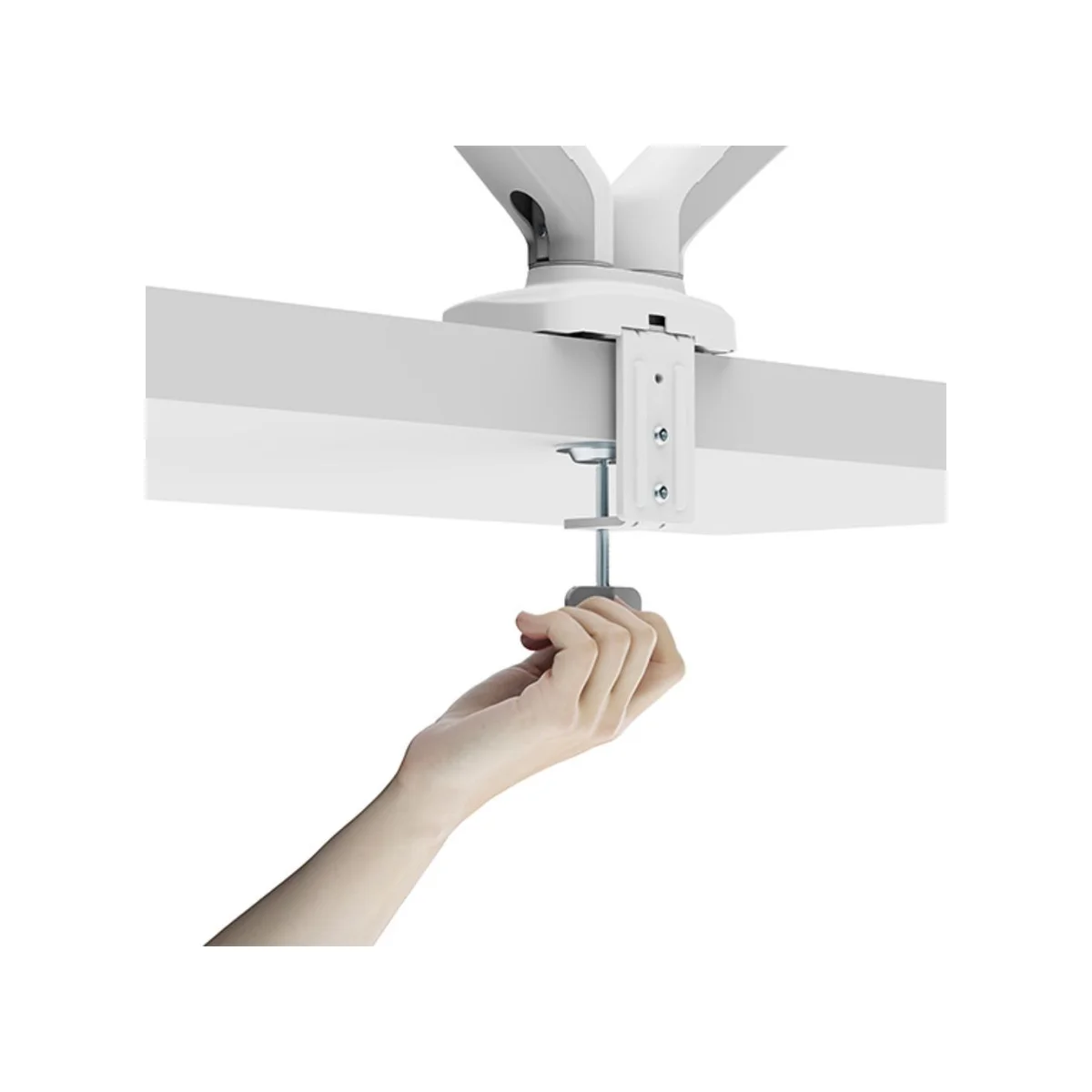 SilverStone ARM26 Dual Monitor VESA Mounting Arm White (Gas Spring, Clamp/Grommet Mount, Up to 32") - SST-ARM26 view 3
