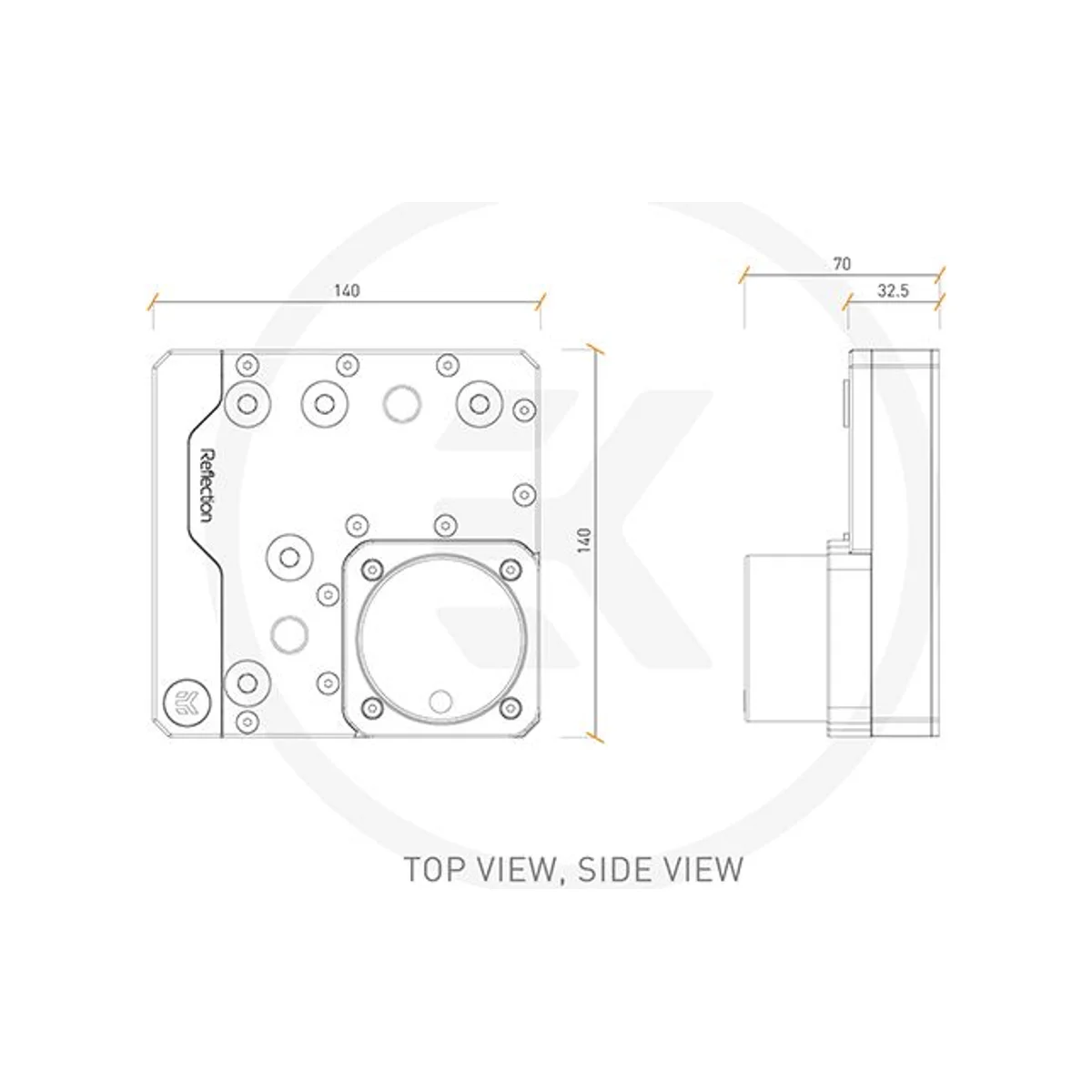 EKWB EK-Quantum Reflection Uni 140 D5 PWM D-RGB Distribution Plate - Plexi - 3831109827406 view 4