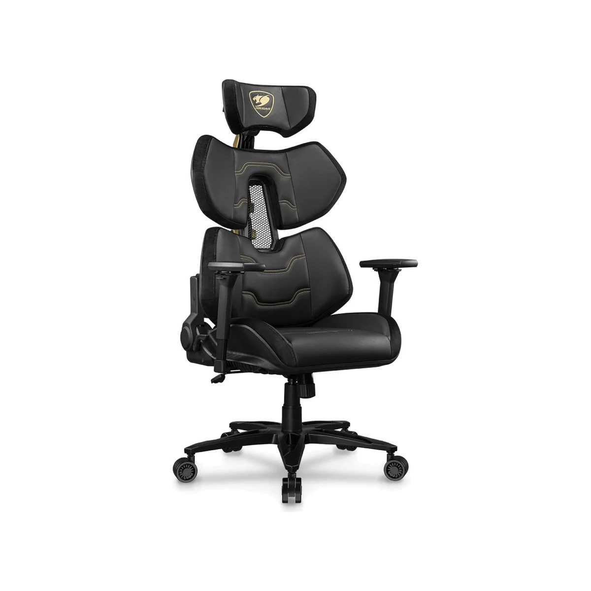 COUGAR Terminator Elite Gold Gaming Chair - Black (Max Height 200cm, 4D Armrest, Hyper-Dura Leatherette) - 3MTREGLB.0001