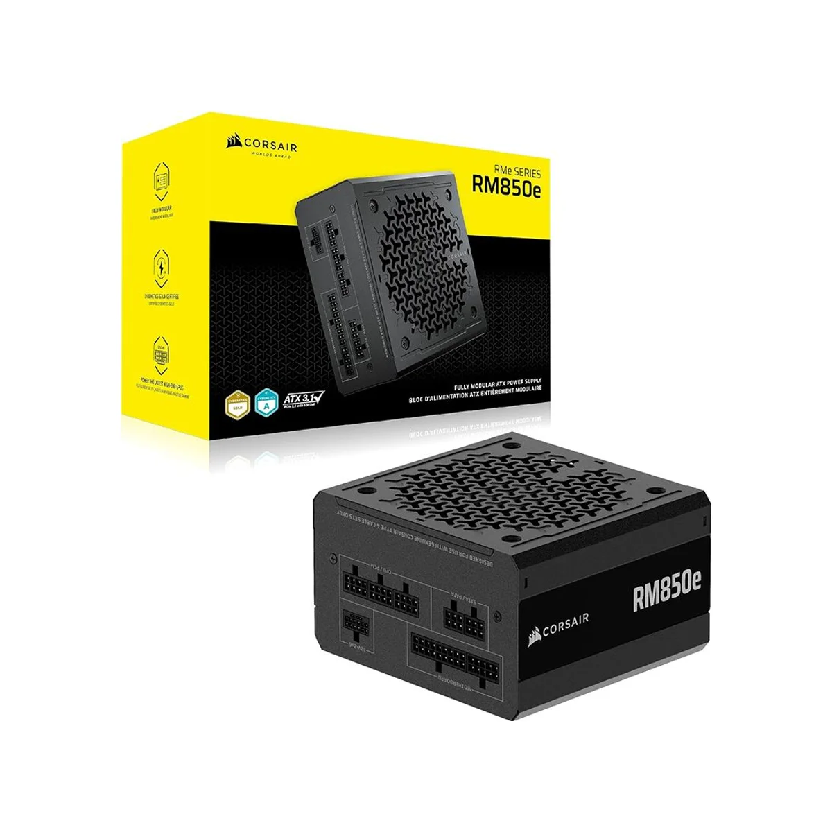 CORSAIR RMe Series RM850e 850W ATX Power Supply - Black (Cybernetics Gold, ATX 3.1, Fully Modular) - CP-9020296-UK