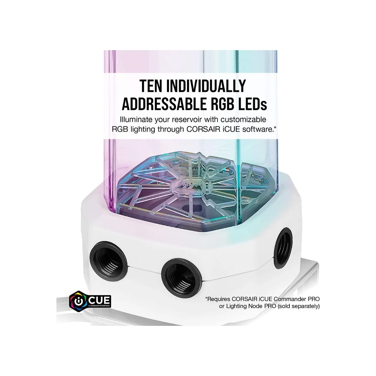 CORSAIR Hydro X XD5 RGB Pump/Reservoir Combo - White (D5 PWM Pump, 330ml, G1/4'' Ports, RGB Lighting) - SKU CX-9040004-WW view 10