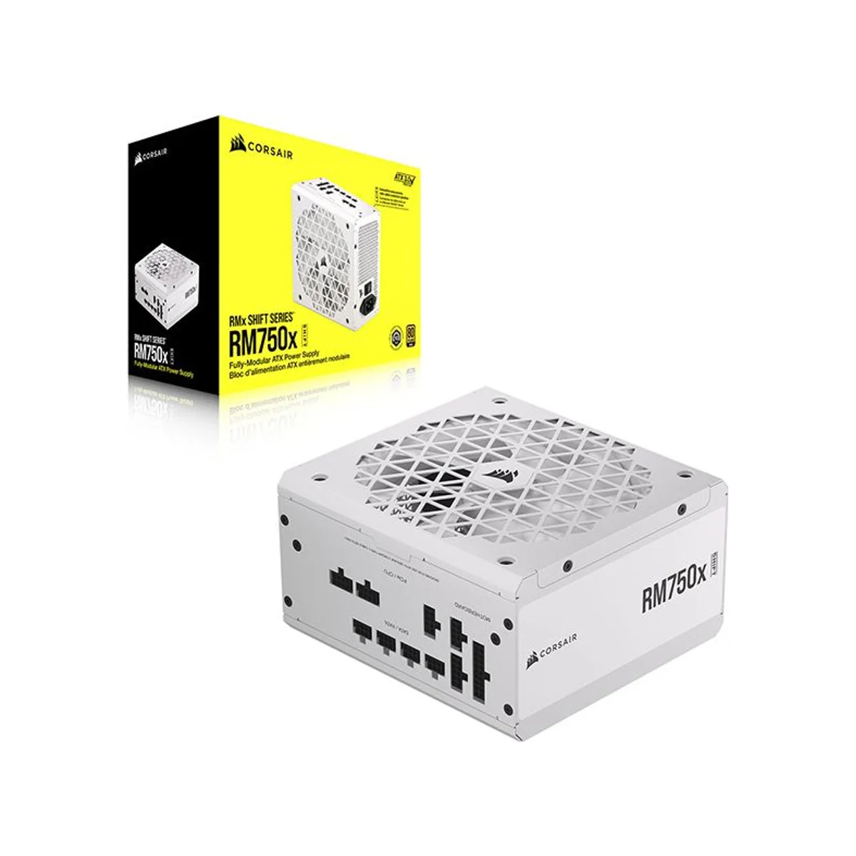 CORSAIR RM750x SHIFT 750W 80 PLUS Gold Fully Modular ATX Power Supply (White, ATX 3.1, 140mm FDB Fan) - CP-9020273-UK