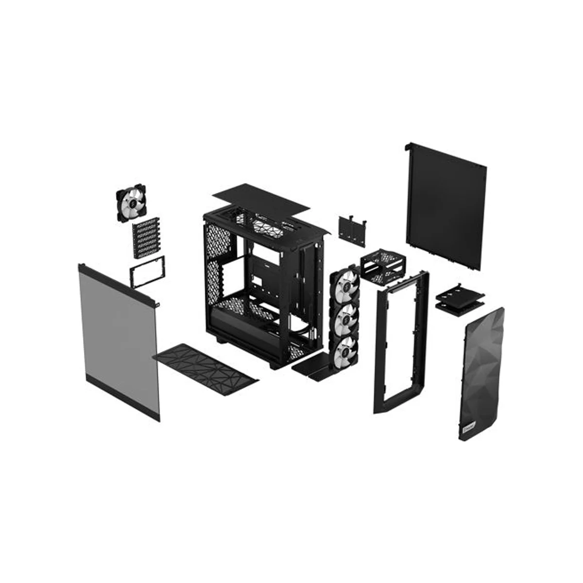 Fractal Meshify 2 Compact Lite Light Tint Tempered Glass RGB ATX Gaming Case - Black - FD-C-MEL2C-05 view 7