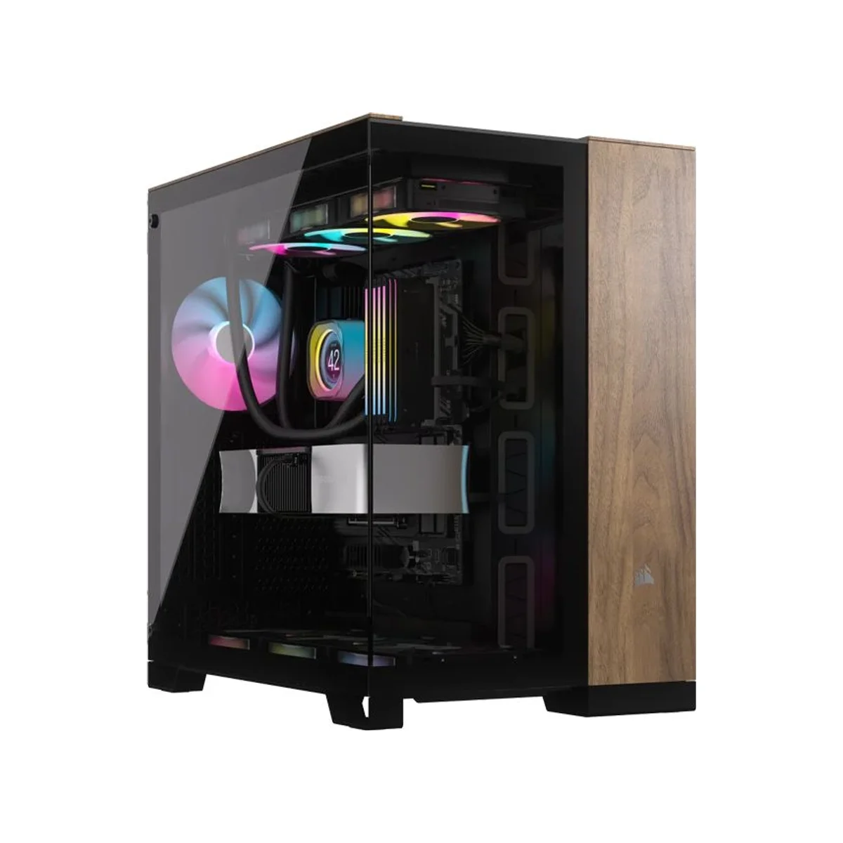 Corsair 6500X Dual-chamber Wood Edition Mid-Tower Gaming Case - Black - CC-9011282-WW view 5