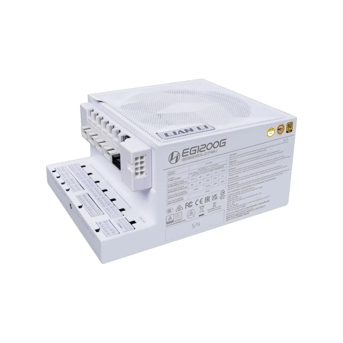 Lian Li EDGE GOLD 1200W 80 PLUS Gold Modular ATX Power Supply - White - EG1200G-W view 3