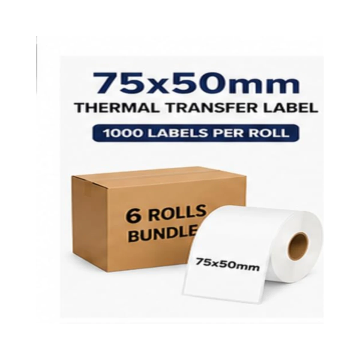 Zebra 75x50mm Direct Thermal Barcode Labels - 1000 Labels Per Roll