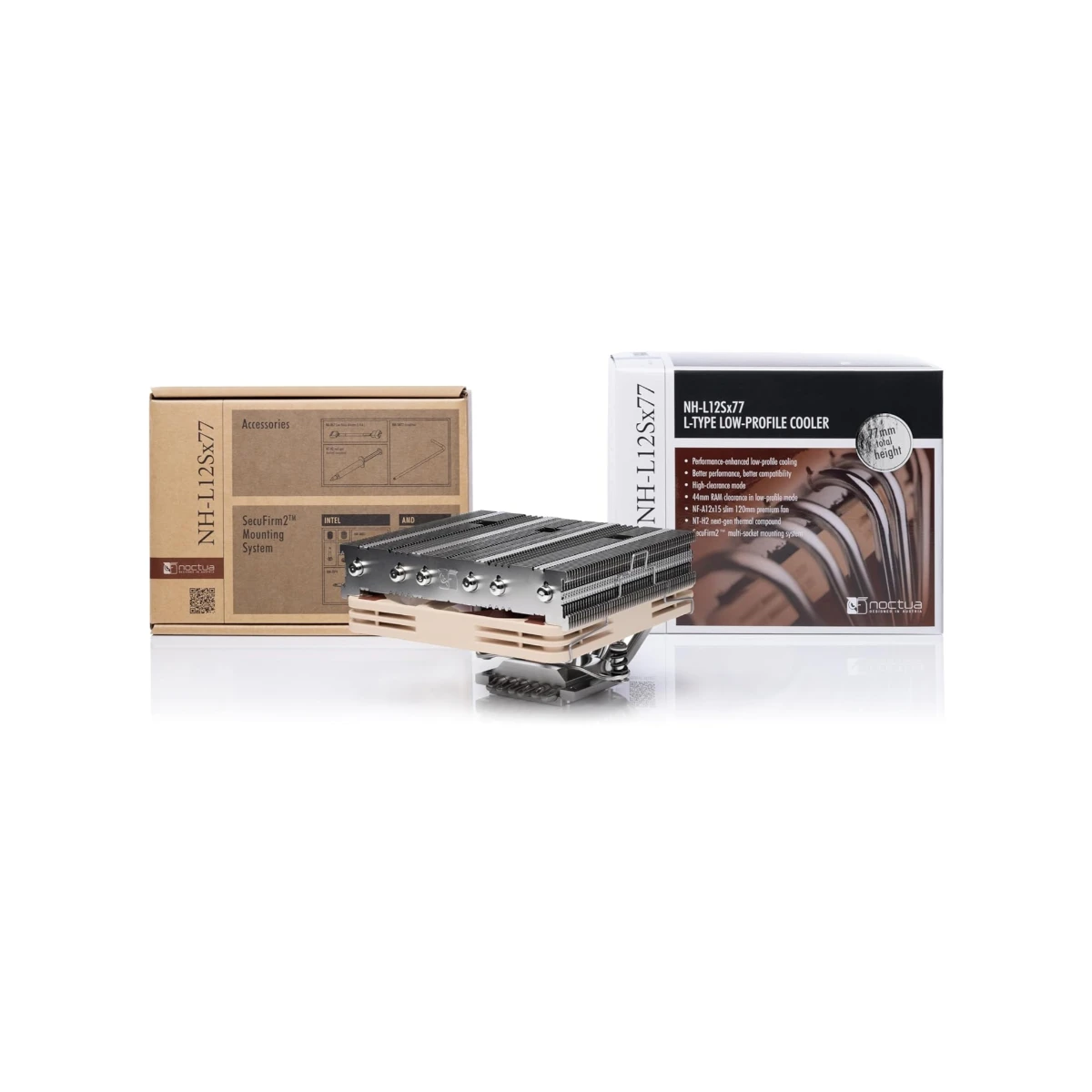 Noctua NH-L12Sx77 Premium Low Profile Air CPU Cooler - Brown (NF-A12x15 120mm PWM Fan, SSO2 Bearing, 1850 RPM) - NH-L12Sx77 view 3
