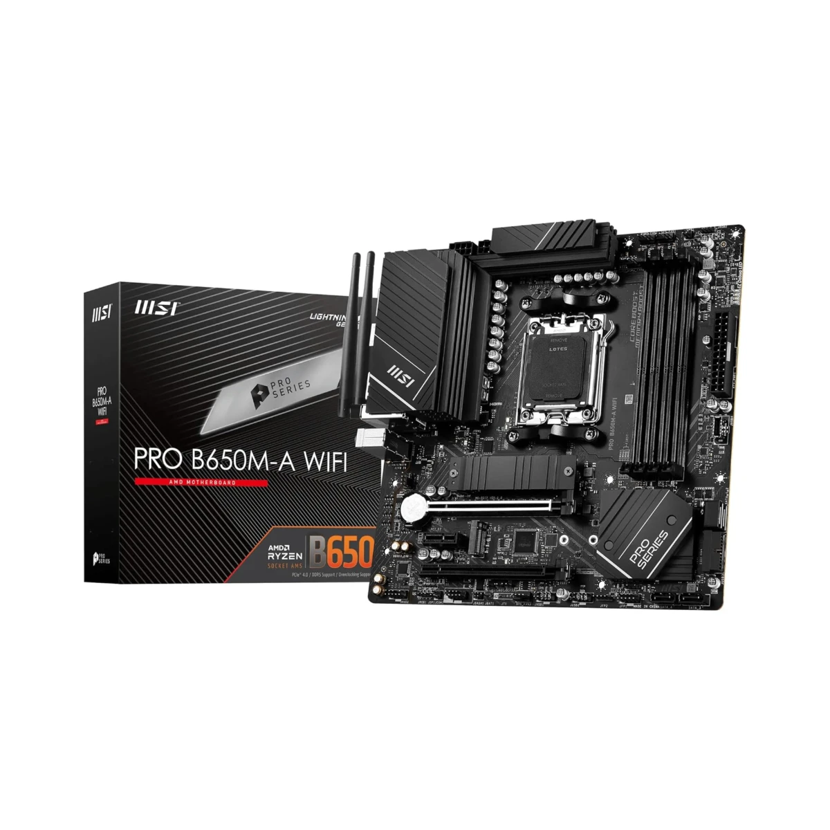 MSI PRO B650M-A WiFi AMD AM5 DDR5 Micro-ATX Gaming Motherboard - 911-7D77-001
