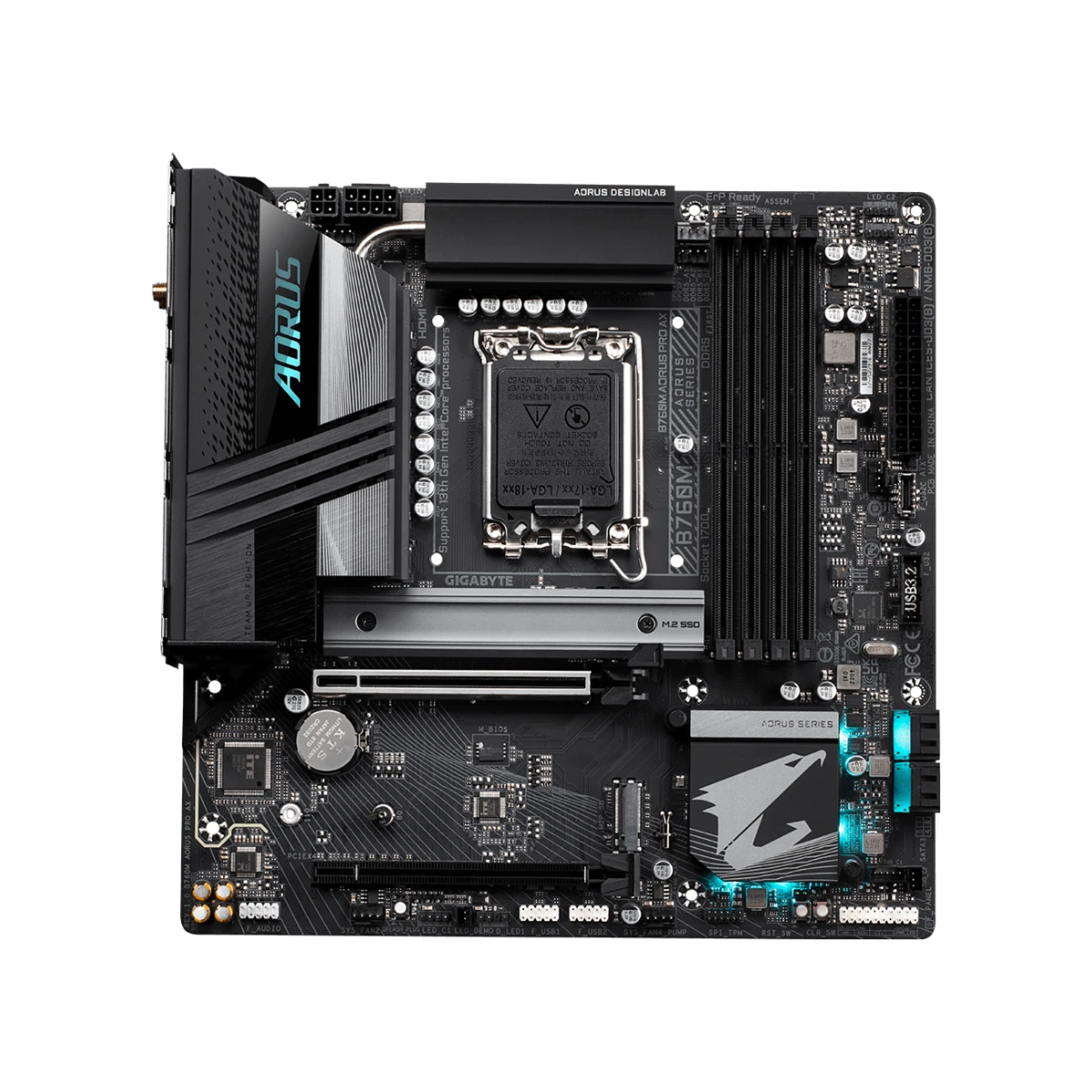 Gigabyte B760M AORUS PRO AX DDR5 LGA1700 Micro-ATX Motherboard - B760M-AORUS-PRO-AX view 2