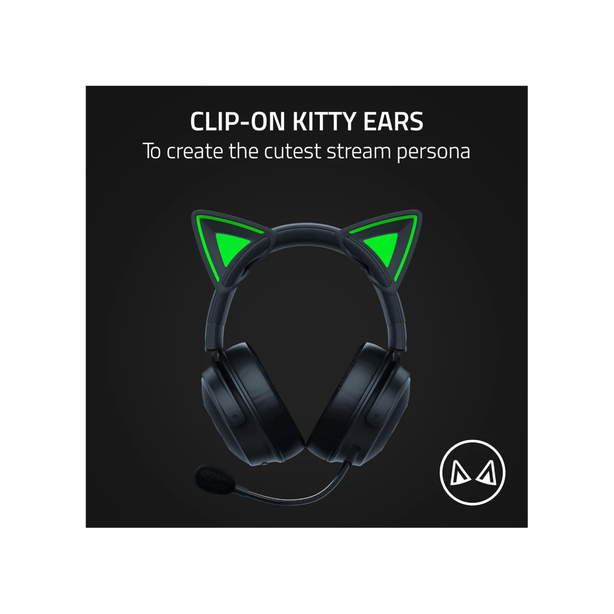 Razer Kitty Ears V2 Clip-On Kitty Cat Ear Headset Attachment - Black | RC21-02230100-R3M1 view 4