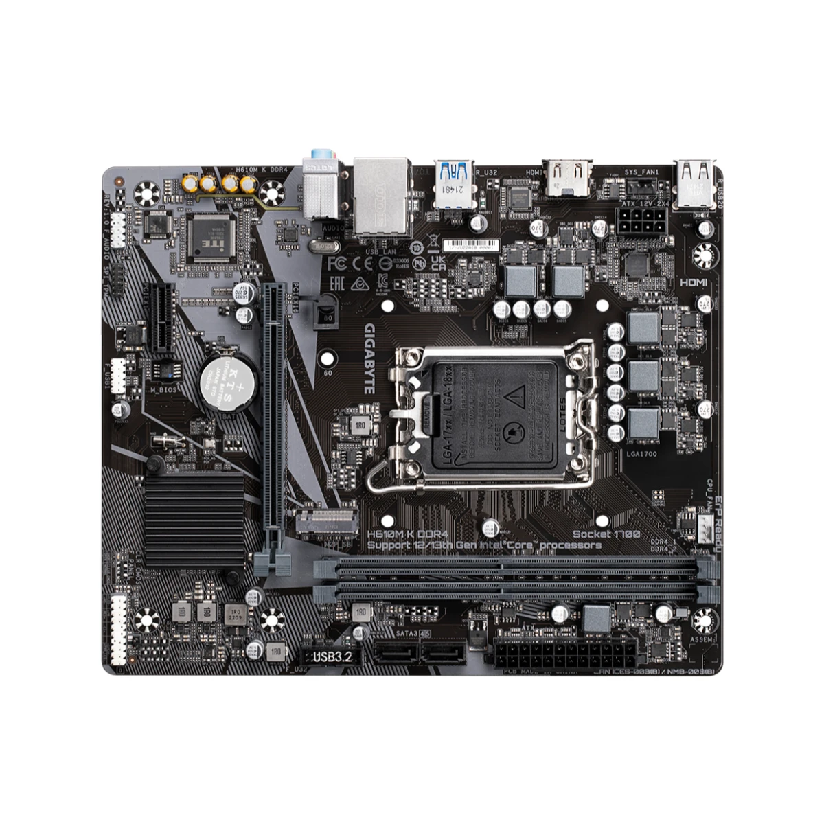 Gigabyte H610 Micro-ATX DDR4 LGA 1700 Motherboard - H610MK-DDR4 view 4