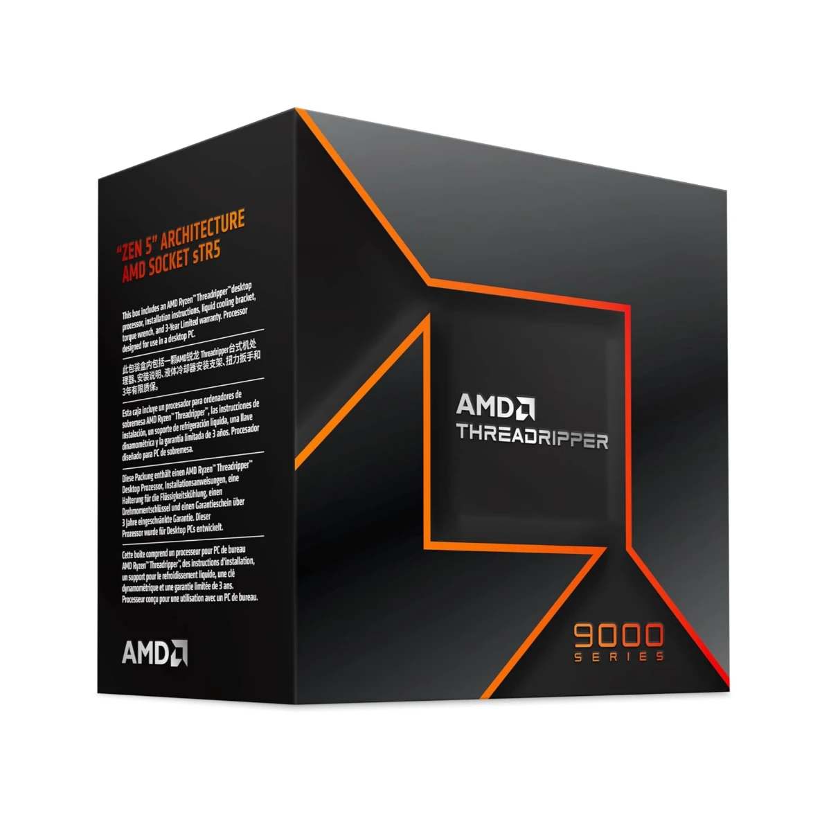 AMD Ryzen Threadripper 9960X 24-Core / 48-Thread Desktop Processor – Zen 5 Architecture, Up to 5.4 GHz Boost, PCIe 5.0 & DDR5 Support - 100-100001595WOF view 3