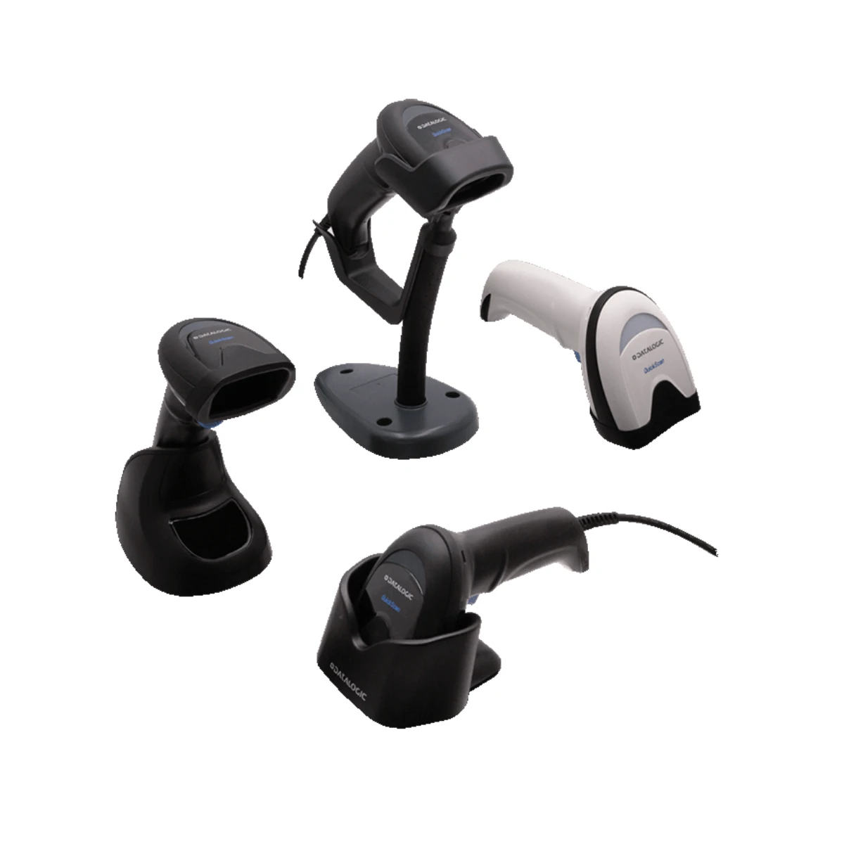 Datalogic QuickScan QD2590 2D Barcode Scanner, USB/RS-232, Black, Stand - QD2590-BKK1S