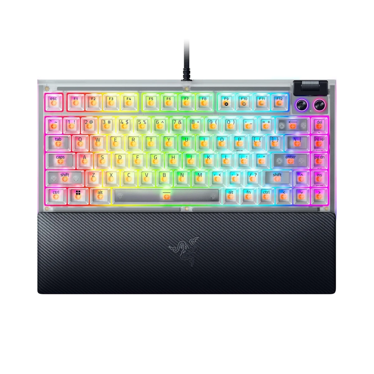 Razer BlackWidow V4 75% Mechanical Gaming Keyboard - Phantom White Edition (US Layout, 75% Layout, Hot-Swappable Switches, Per-Key Razer Chroma RGB, FRML) - RZ03-05003500-R3M1