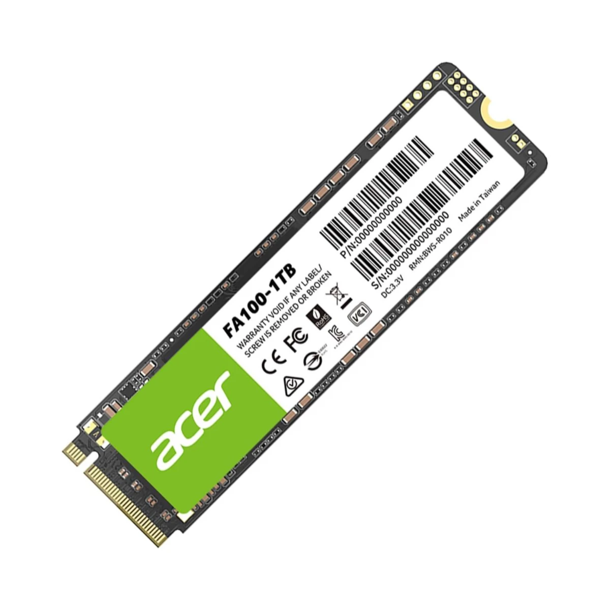 Acer FA100 1TB PCIe Gen3 x 4 NVMe M.2 2280 SSD - Black | FA100-1TB
