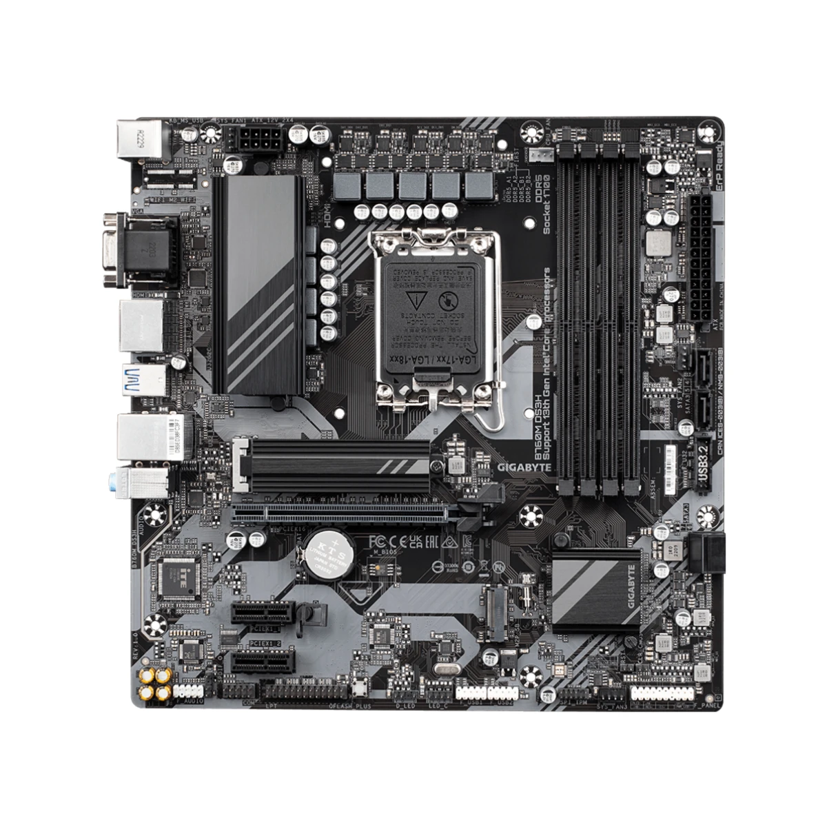 Gigabyte B760M Micro-ATX Motherboard (LGA1700, DDR5, DS3H) - B760M-DS3H view 2