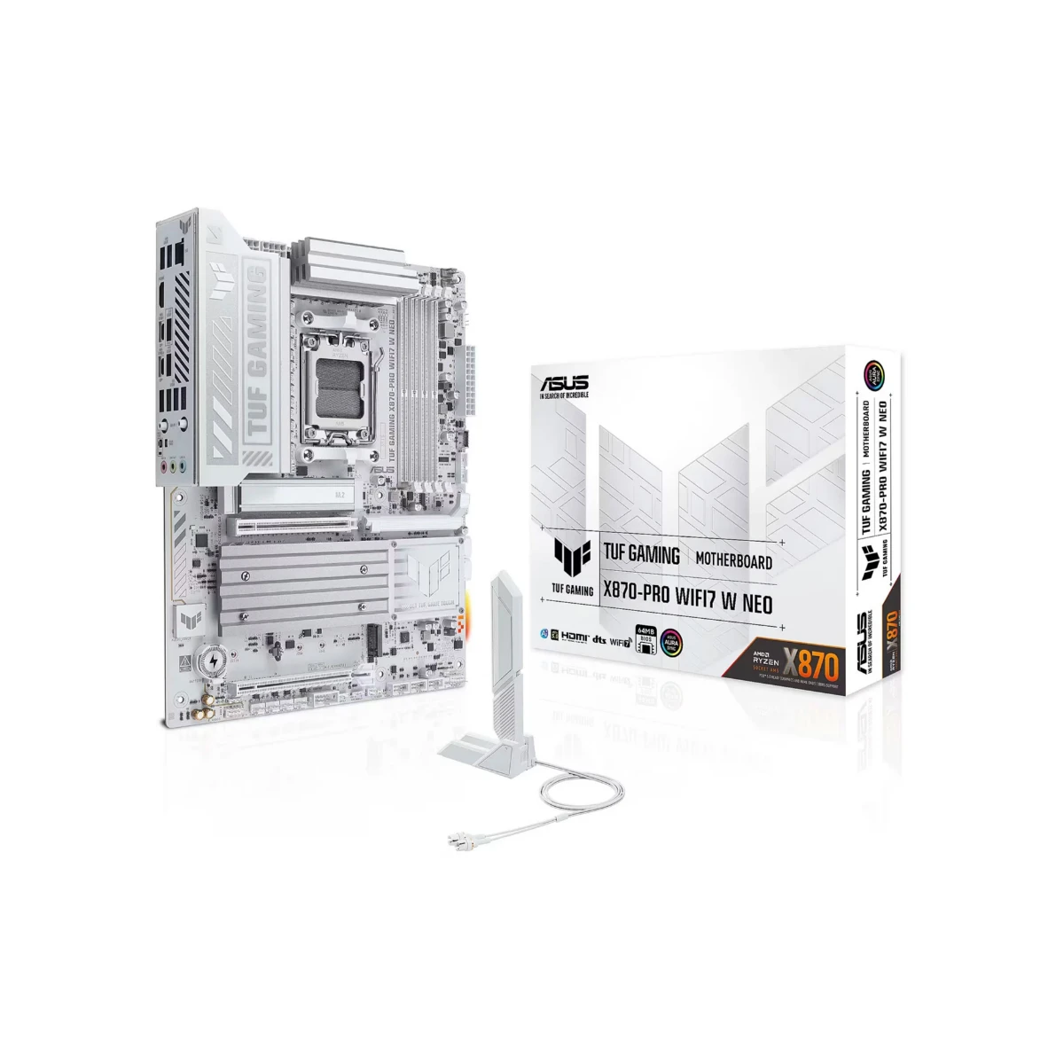 ASUS TUF GAMING X870-PRO WIFI7 W NEO AM5 DDR5 PCIe 5.0 ATX Motherboard - White | 90MB1NY0-M0EAY0