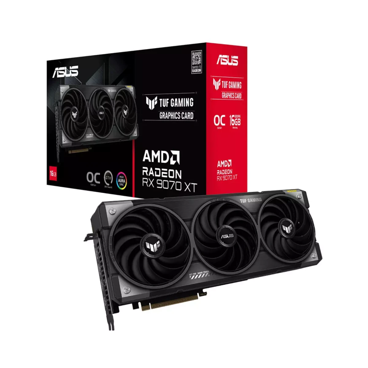 ASUS TUF Gaming Radeon RX 9070 XT 16GB GDDR6 OC Edition Graphics Card, FSR 4 - 90YV0L70-M0NA00