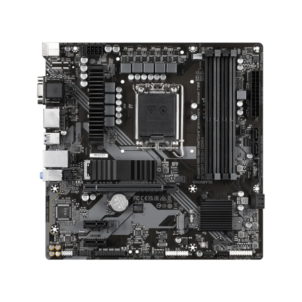 Gigabyte B760M DS3H DDR4 Micro-ATX Motherboard – Intel LGA 1700, PCIe 4.0, Dual M.2 - B760M-DS3H-DDR4 view 2