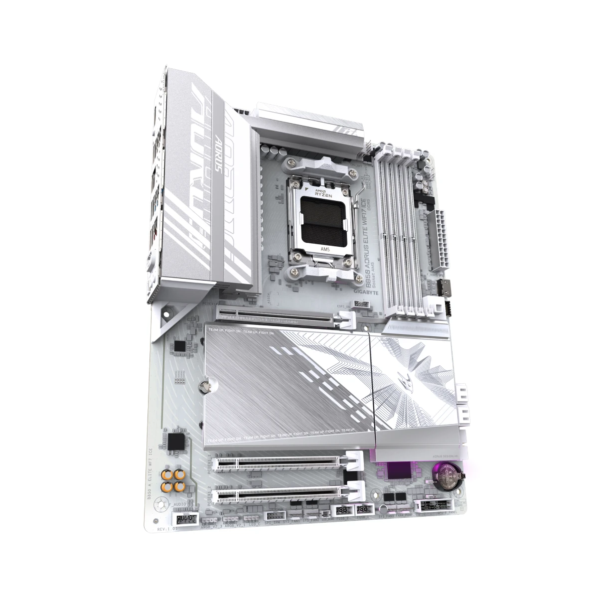 Gigabyte B850 AORUS ELITE WIFI7 ICE AM5 ATX Gaming Motherboard – White - B850-A-ELITE-WF7-ICE view 3