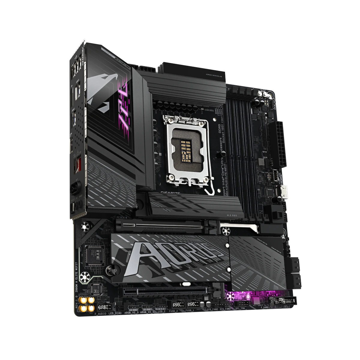 Gigabyte Z890M AORUS ELITE WIFI7 LGA 1851 Micro-ATX Gaming Motherboard - Z890M-A-ELITE-WIFI7 view 3