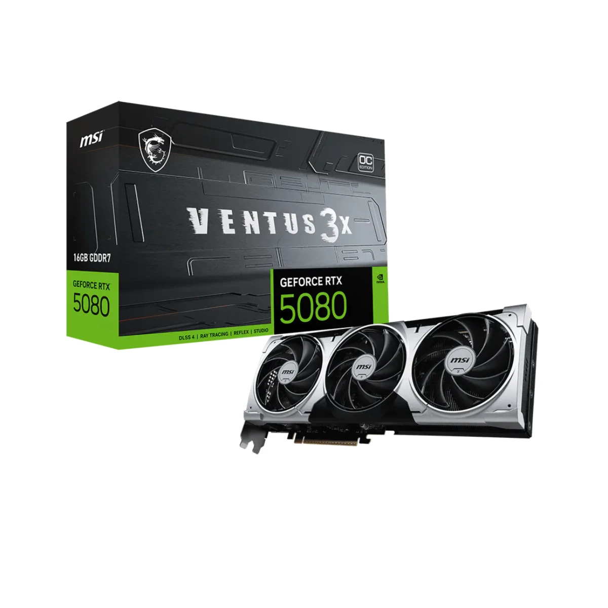 MSI GeForce RTX 5080 VENTUS 3X OC PLUS Graphics Card, 16GB GDDR7, DLSS 4 - 912-V531-030