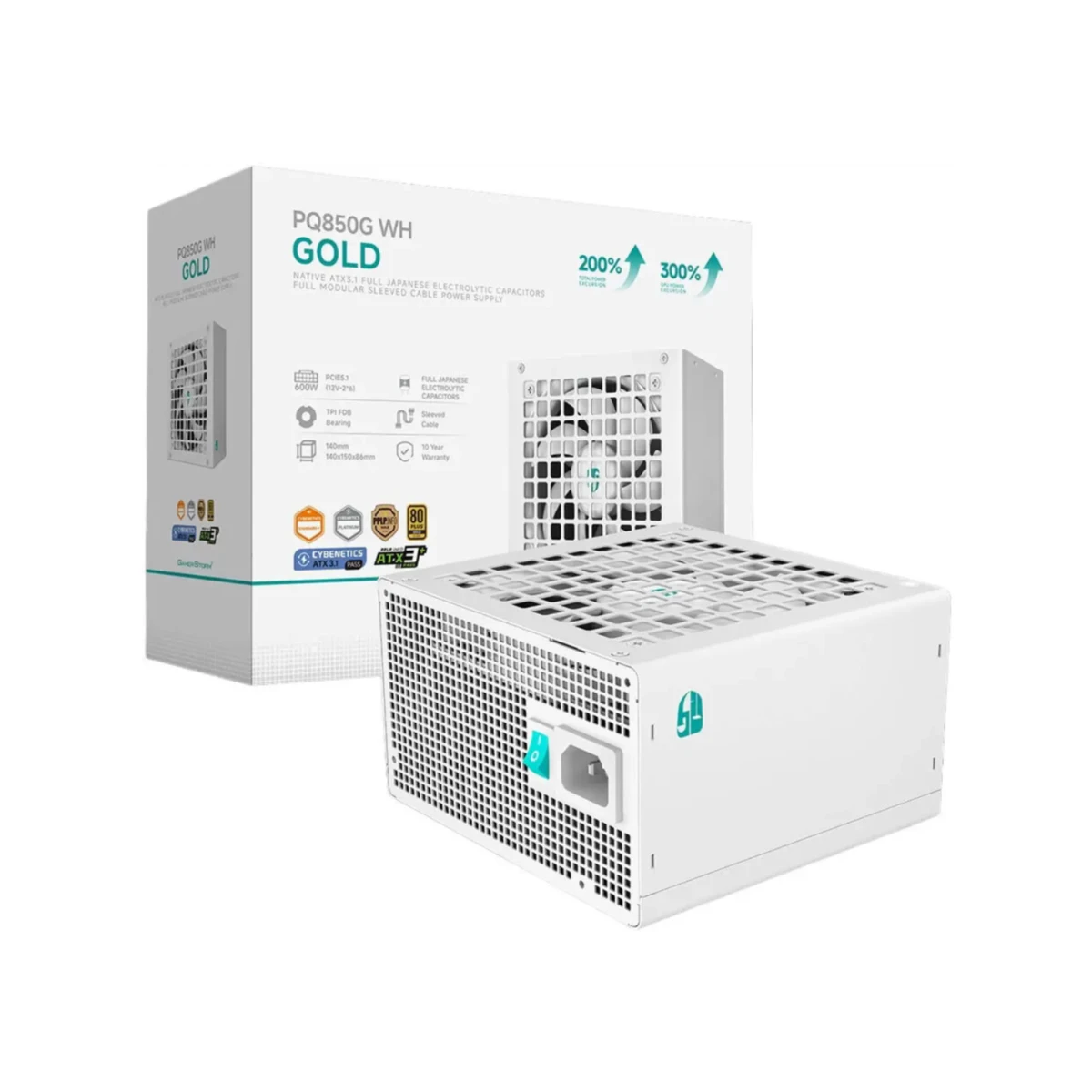 DeepCool PQ850G Fully Modular 850W 80 PLUS Gold Power Supply - White | R-PQ850G-FD1W-JGUK-V1