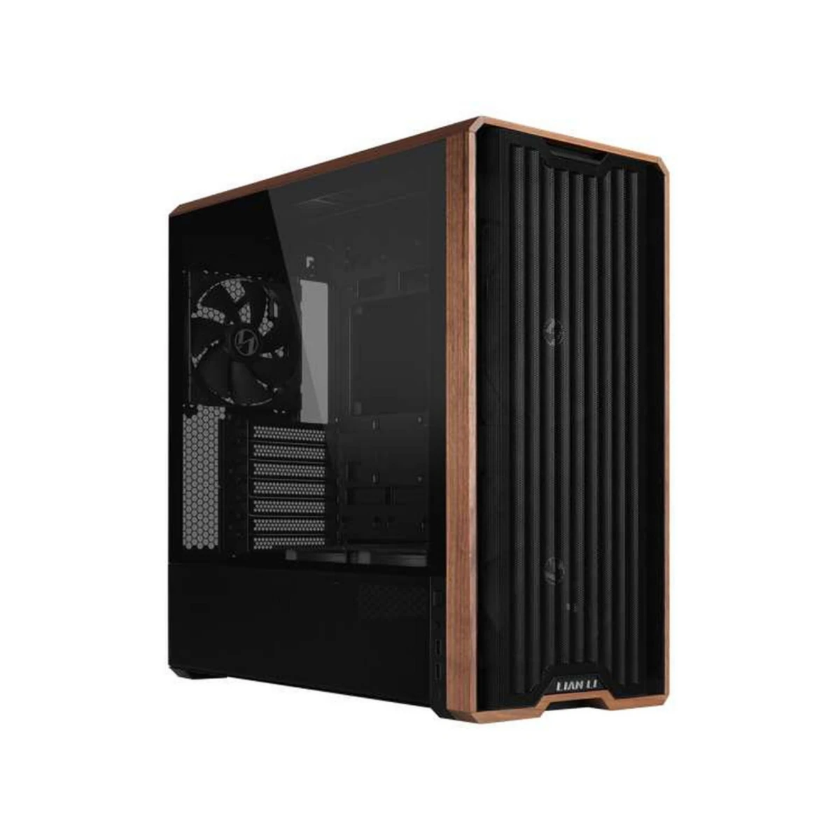 Lian Li LANCOOL 217 Clear TG Walnut Wood ATX Case - Black | G99.LAN217X.00