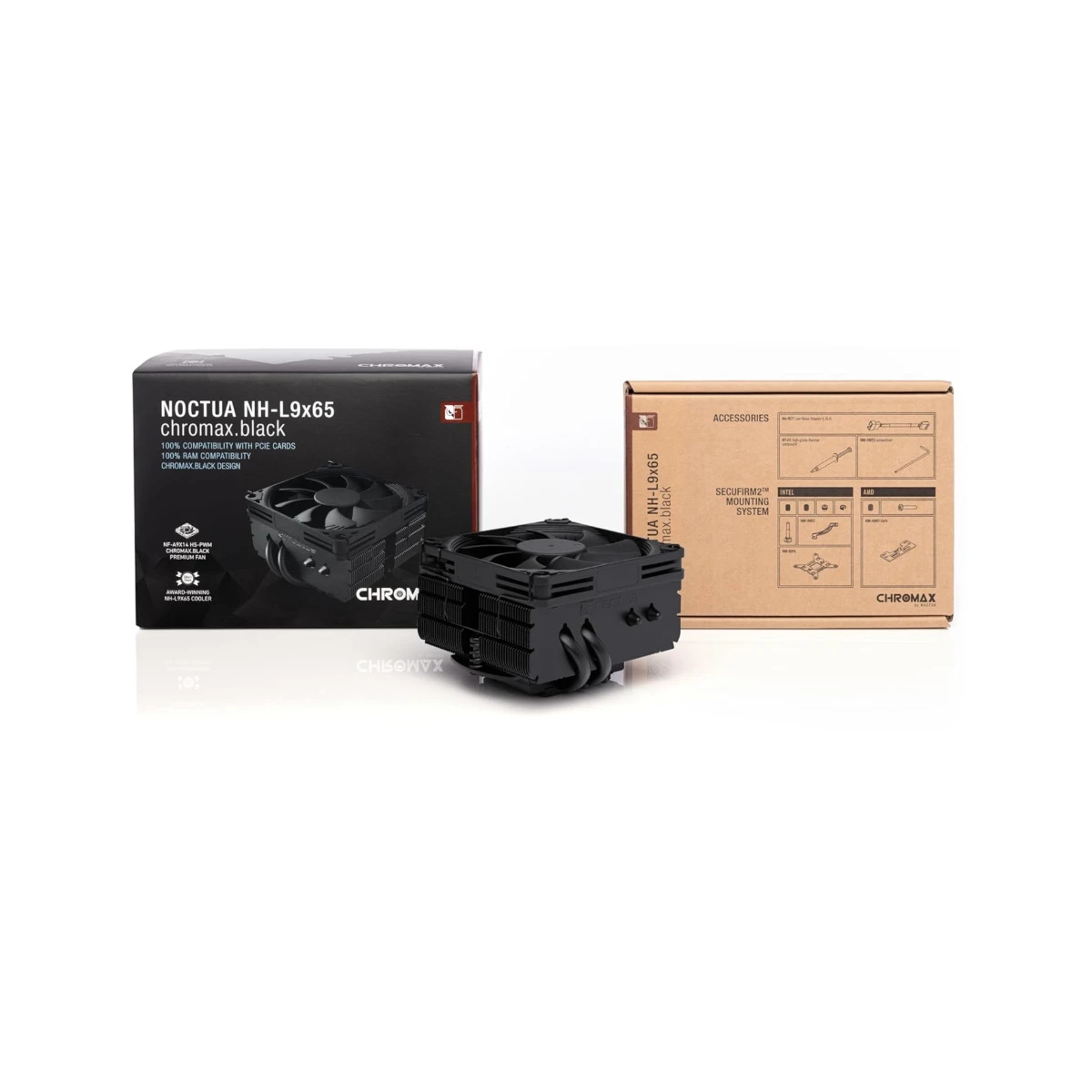 Noctua NH-L9x65 chromax.black Low Profile Air CPU Cooler - Black (NF-A9x14 92mm PWM Fan, SSO2 Bearing, 2500 RPM) - NH-L9x65 CH.BK view 4