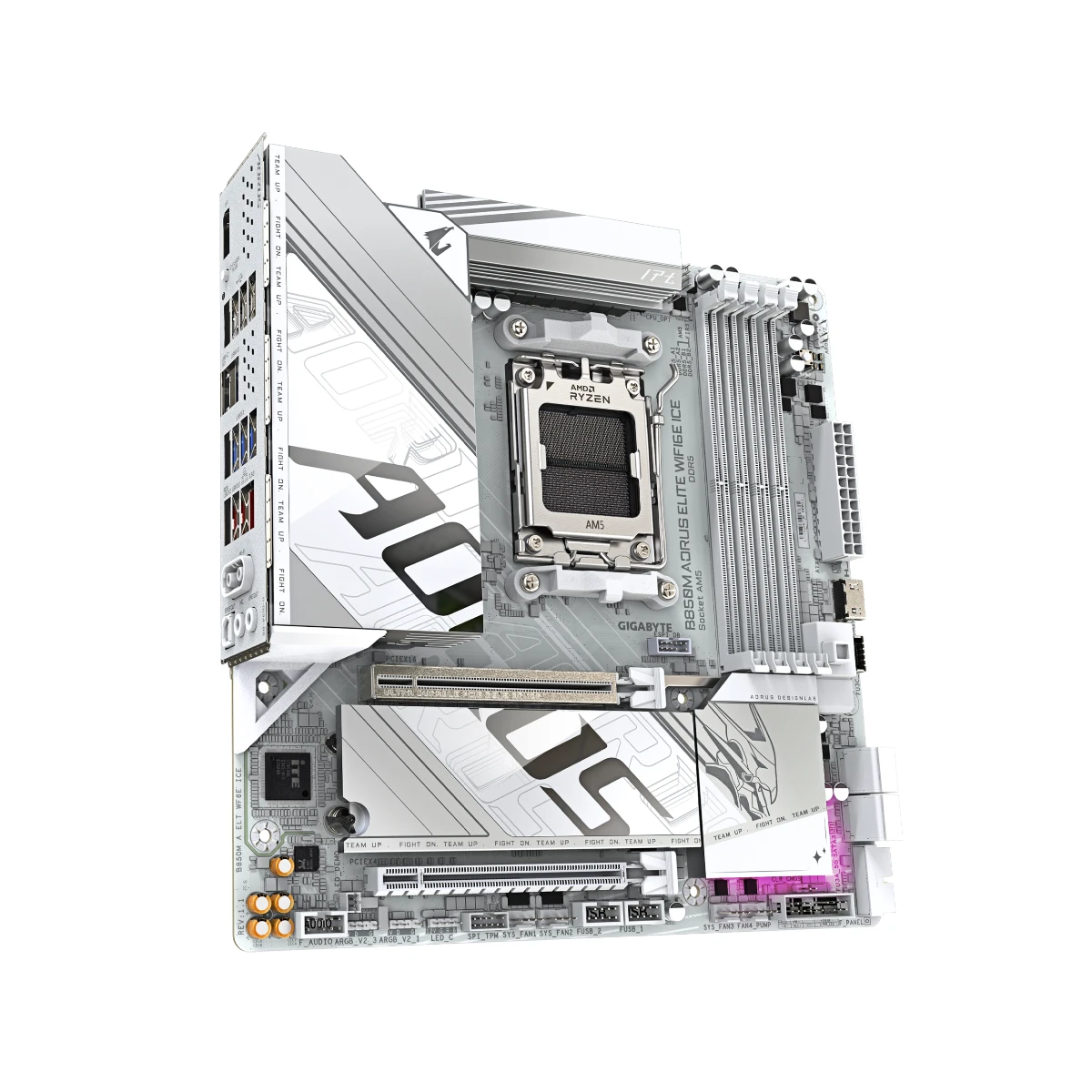 Gigabyte B850M AORUS ELITE WIFI6E ICE AM5 Micro-ATX Gaming Motherboard – White - B850M-A-ELT-WF6E-ICE view 3