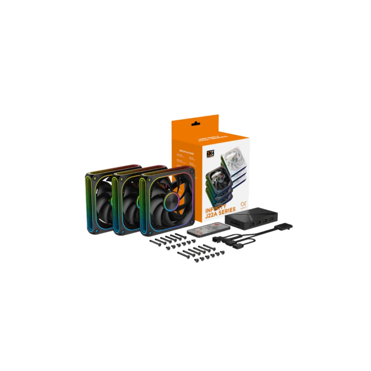 XIGMATEK Infinity J22A ARGB PWM 3-Pack Fan - Black | EN49811
